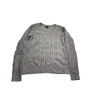 ANA A New Approach Cable Knit Sweater Gray Multicolor Flecks Size M Wool Blend